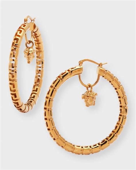 versace greca hoop earrings|versace medusa stud earrings.